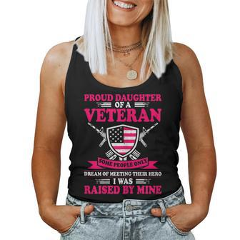 Womens Proud Daughter Of A Veteran Father Cute Veterans Daughter Women Tank Top Basic Casual Daily Weekend Graphic - Seseable