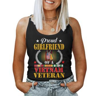Womens Proud Girlfriend Of A Vietnam Veteran Vintage Womens Women Tank Top Basic Casual Daily Weekend Graphic - Seseable