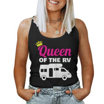 Womens Queen Of The Rv Camping Camper Vacation Gift Women Tank Top Basic Casual Daily Weekend Graphic - Seseable