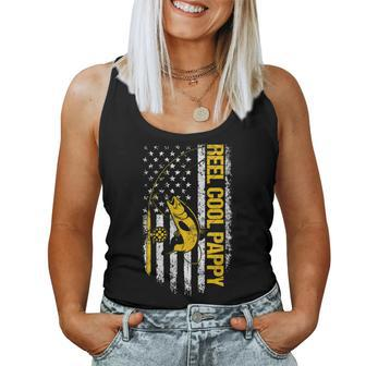 Womens Reel Cool Pappy Fishing Dad Joke Usa Flag Fathers Day Women Tank Top Basic Casual Daily Weekend Graphic - Thegiftio