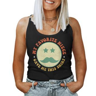 Womens Retro Hippie Face Fathers Day My Favorite Niece Gave Me This Women Tank Top Basic Casual Daily Weekend Graphic - Thegiftio UK