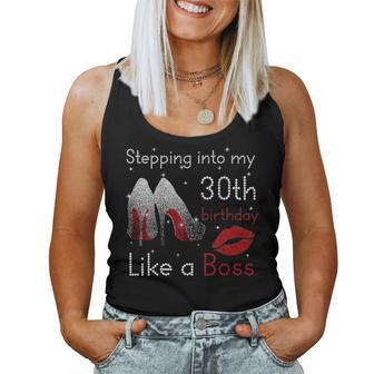 Womens Stepping Into My 30Th Birthday Like A Boss Pumps Lips Women Tank Top Basic Casual Daily Weekend Graphic - Seseable