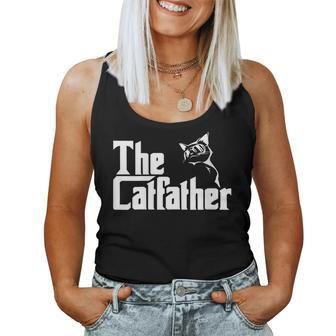 Womens The Catfather Parody Funny Cat Lovers Cat Dad Fathers Day Women Tank Top Basic Casual Daily Weekend Graphic - Thegiftio UK