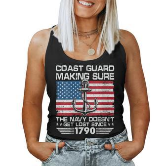 Womens Us Coast Guard Making Sure The Navy Doesnt Get Lost Uscg Women Tank Top Basic Casual Daily Weekend Graphic - Seseable