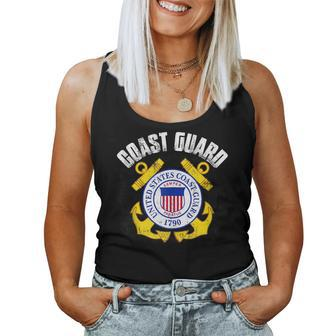 Womens US Coast Guard Proud Aunt With American Flag Women Tank Top Basic Casual Daily Weekend Graphic - Seseable