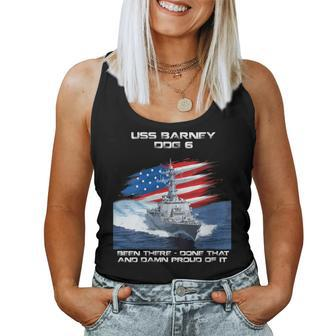 Womens Uss Barney Ddg-6 Destroyer Ship Usa Flag Veteran Day Xmas Women Tank Top Basic Casual Daily Weekend Graphic - Seseable