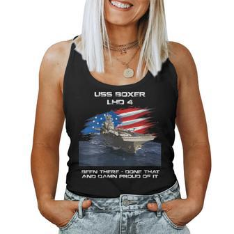 Womens Uss Boxer Lhd-4 Amphibious Assault Ship Veteran Usa Flag Women Tank Top Basic Casual Daily Weekend Graphic - Seseable