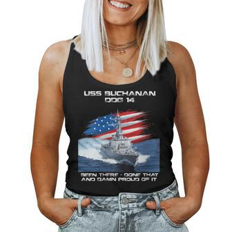 Womens Uss Buchanan Ddg-14 Destroyer Ship Usa Flag Veteran Day Xmas Women Tank Top Basic Casual Daily Weekend Graphic - Seseable