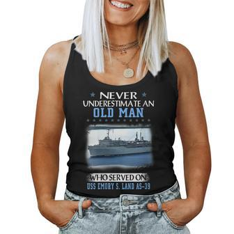 Womens Uss Emory S Land As-39 Veterans Day Father Day Gift Women Tank Top Basic Casual Daily Weekend Graphic - Seseable