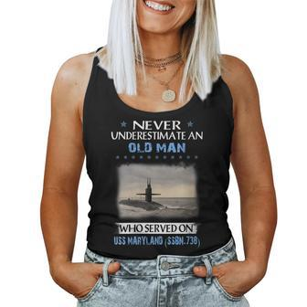 Womens Uss Maryland Ssbn-738 Submarine Veterans Day Father Day Women Tank Top Basic Casual Daily Weekend Graphic - Seseable