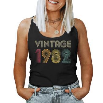 Womens Vintage 1982 40Th Birthday Gift Retro 40 Years Old Women Tank Top Basic Casual Daily Weekend Graphic - Seseable
