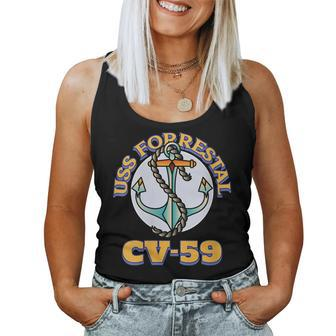 Womens Vintage Anchor Navy Aircraft Carrier Uss Forrestal Women Tank Top Basic Casual Daily Weekend Graphic - Seseable