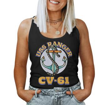 Womens Vintage Anchor Navy Aircraft Carrier Uss Ranger Women Tank Top Basic Casual Daily Weekend Graphic - Seseable