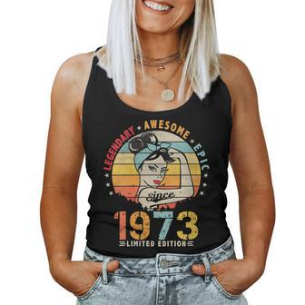 Womens Vintage Legendary Awesome Epic Since 1973 Retro Birthday Women Tank Top Basic Casual Daily Weekend Graphic - Seseable