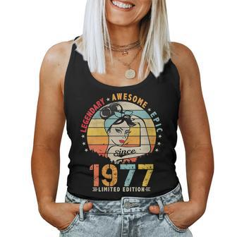 Womens Vintage Legendary Awesome Epic Since 1977 Retro Birthday Women Tank Top Basic Casual Daily Weekend Graphic - Seseable