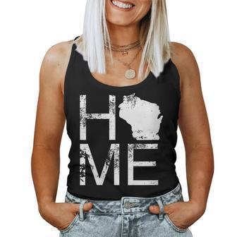 Womens Vintage Wisconsin Home Map In Place Of O Wi State Wisconsin Women Tank Top Basic Casual Daily Weekend Graphic - Seseable