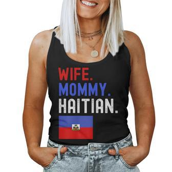 Womens Wife Mommy Haitian Haiti Flag Mom Mothers Day Women Tank Top Basic Casual Daily Weekend Graphic - Thegiftio UK