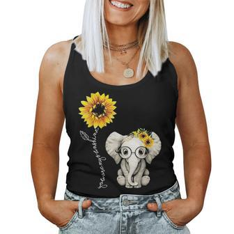 You Are My Sunshine Hippie Sunflower Elephant Gift Friend Women Tank Top Basic Casual Daily Weekend Graphic - Seseable
