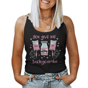 You Give Me Tachycardia Funny Icu Rn Nurse Valentines Day V2 Women Tank Top Basic Casual Daily Weekend Graphic - Seseable