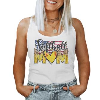Baseball Softball Heart Usa Flag Mom Mothers Day  Women Tank Top Basic Casual Daily Weekend Graphic