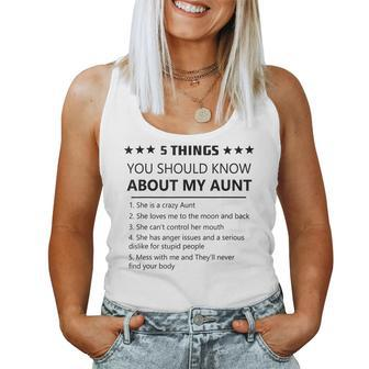 5 Things You Should Know About My Aunt Niece Nephew Family Women Tank Top Basic Casual Daily Weekend Graphic - Seseable