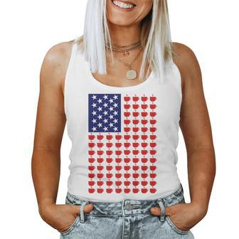 American Morning Patriotic American Flag Coffee Cup Pattern Women Tank Top | Mazezy