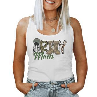 Army Mom Western Army Boots Cowhide Mom Gift Veterans Day Women Tank Top Basic Casual Daily Weekend Graphic - Seseable