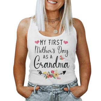Arrow Flowers Happy My First Mothers Day As A Grandma Nana Women Tank Top Basic Casual Daily Weekend Graphic - Thegiftio UK