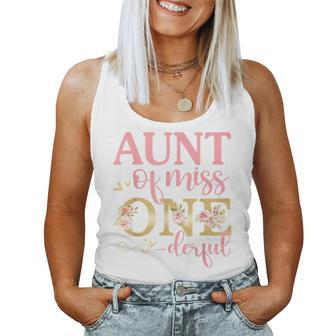 Aunt Of Little Miss Onederful 1St Birthday Family Matching Women Tank Top Basic Casual Daily Weekend Graphic - Seseable