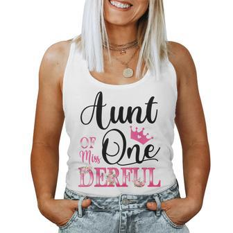 Aunt Of Miss Onederful 1St Birthday First One-Derful Women Tank Top Basic Casual Daily Weekend Graphic - Seseable