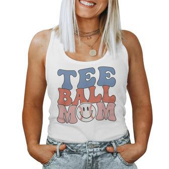 Ball Mom Groovy Tball Mama Baseball Women Tank Top | Mazezy