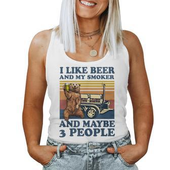Bear I Like Beer And My Smoker And Maybe 3 People Women Tank Top Basic Casual Daily Weekend Graphic - Seseable