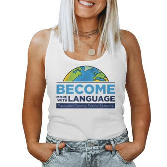 Become More With Language Esl Teacher Women Tank Top | Mazezy