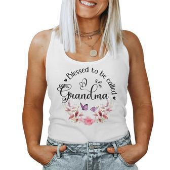 Blessed To Be Called Grandma Women Floral Decor Grandma Women Tank Top | Mazezy