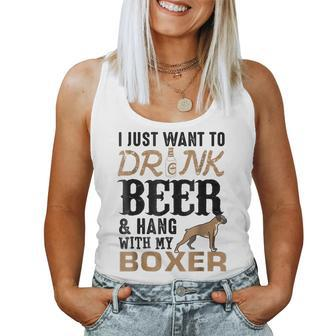 Boxer Dad T Fathers Day Dog Lover Beer Women Tank Top | Mazezy