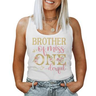 Brother Of Little Miss Onederful Birthday 1St Family Party Women Tank Top Basic Casual Daily Weekend Graphic - Seseable