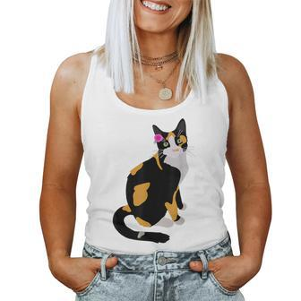 Calico Cat With Pink Flower Calico Mom Cat Lover Women Tank Top | Mazezy