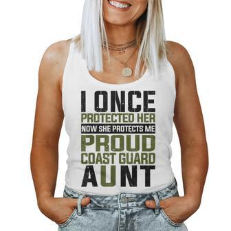 Coast Guard Aunt Now She Protects Me Proud Coast Guard Aunt Women Tank Top Basic Casual Daily Weekend Graphic - Seseable