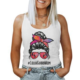 Color Guard Mom Messy Bun Marching Band School Mommy Mother Women Tank Top Basic Casual Daily Weekend Graphic - Thegiftio