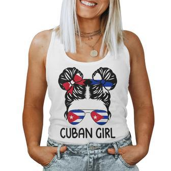 Cuban Girl Messy Hair Cuba Pride Roots Patriotic Womens Kids Women Tank Top | Mazezy