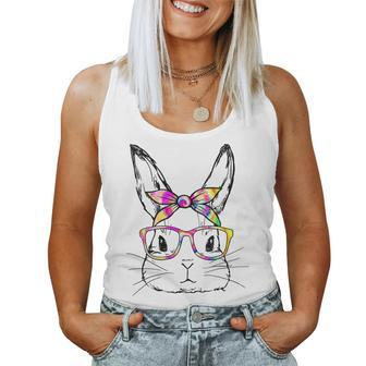 Cute Bunny Face Tie Dye Glasses Easter Day Girls Women Ns Women Tank Top Basic Casual Daily Weekend Graphic - Seseable