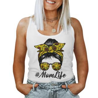 Cute Mom Women Life Sunflower Messy Bun Mothers Day  Women Tank Top Basic Casual Daily Weekend Graphic