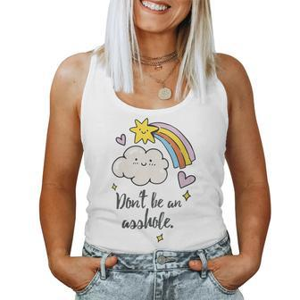 Womens Dont Be An Asshole Vintage Rainbow & Star Psa Women Tank Top | Mazezy