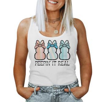 Easter Bunnies Peepin It Real Bunny Women Girls Kids Ns Women Tank Top Basic Casual Daily Weekend Graphic - Seseable