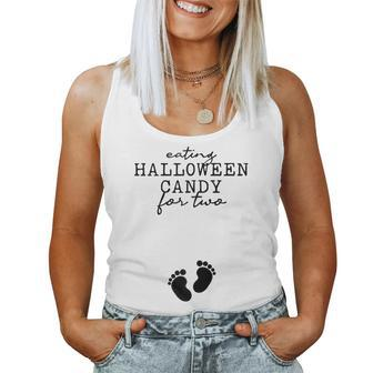 Eating Halloween Candy For Two Pregnancy Announcement Women Tank Top | Mazezy
