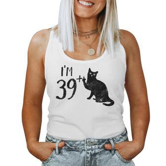 Funny Cat Im 39 Plus 1 Cat Mom 40Th Birthday Cat Lovers Women Tank Top Basic Casual Daily Weekend Graphic - Seseable