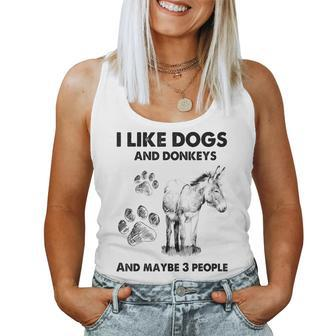 Funny I Like My Dogs And Donkeys And Maybe 3 People Women Tank Top Basic Casual Daily Weekend Graphic - Seseable