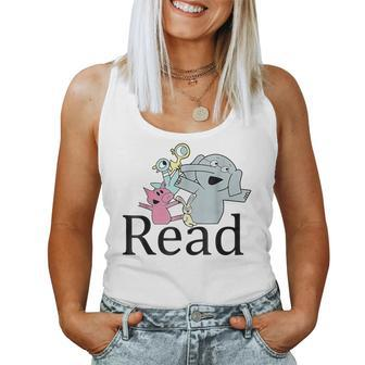 Funny Library Teacher Read Book Club Piggie Elephant Pigeons Women Tank Top Basic Casual Daily Weekend Graphic - Thegiftio UK