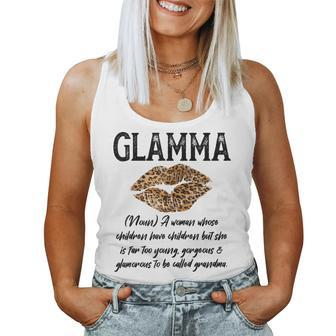 Glamma Leopard Lips Kiss- Glam-Ma Description- Mothers Day Women Tank Top Basic Casual Daily Weekend Graphic - Thegiftio UK