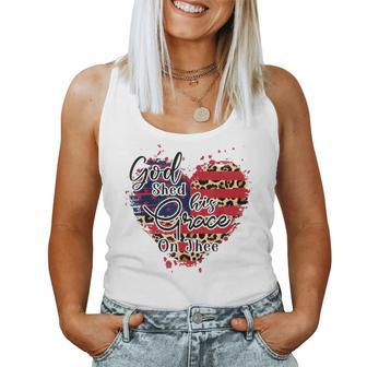 God Shed His Grace On Thee American Flag Patriotic Women Tank Top | Mazezy